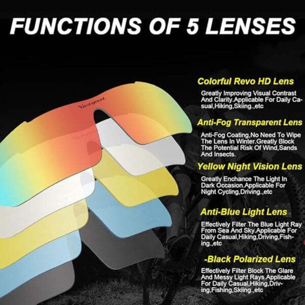 Gafas de sol SILVER KNIGHT Polarizadas deportivas intercambiables 5 lentes con vision nocturna - Imagen 2