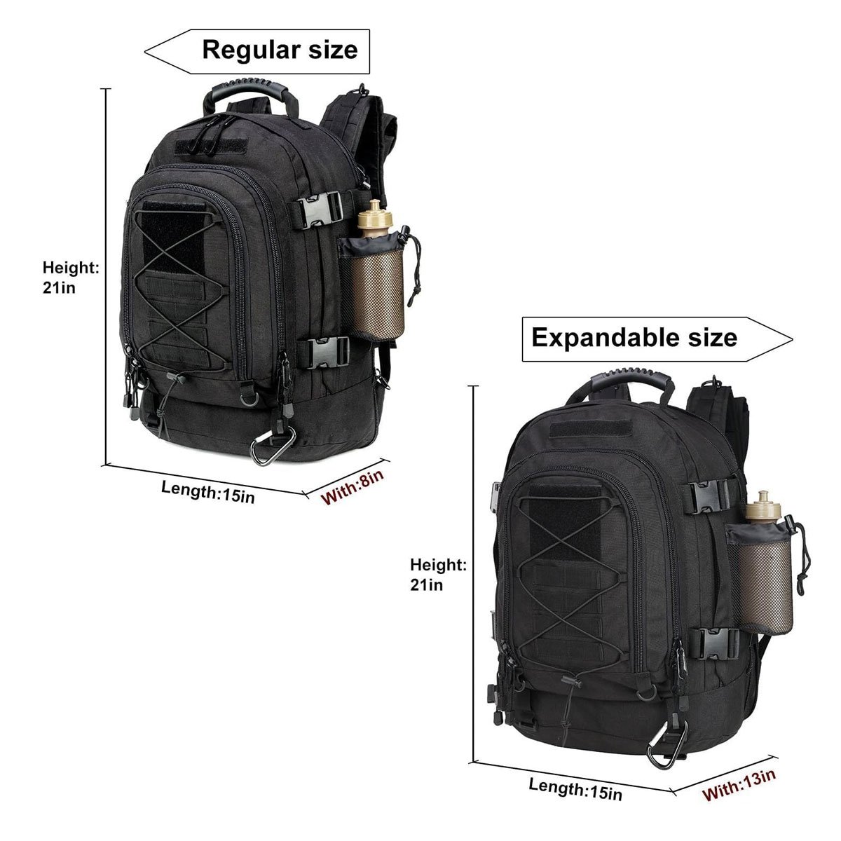 Mochila táctica militar expandible 40-64L Bolsa de 3 días Senderismo Gimnasio Deporte Camping - Imagen 2